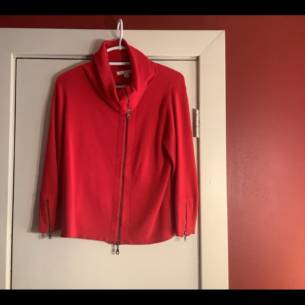 Cabi Red Zip It Sweater #285 Sz M